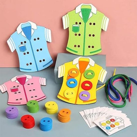 Picture of Wooden Shirt Buttoning.