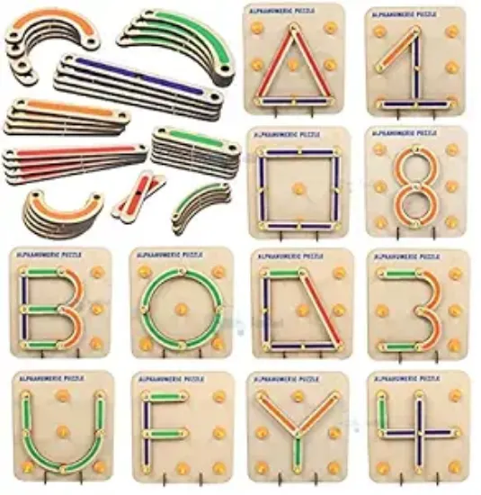 Picture of Wooden Alpha & Numeric Construction Puzzles for Kids