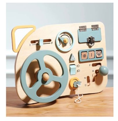 Picture of Montessori Busy Board Wood Steering Wheel Toy 